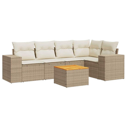 Set Divano da Giardino 6 pz con Cuscini Beige in Polyrattan - homemem39