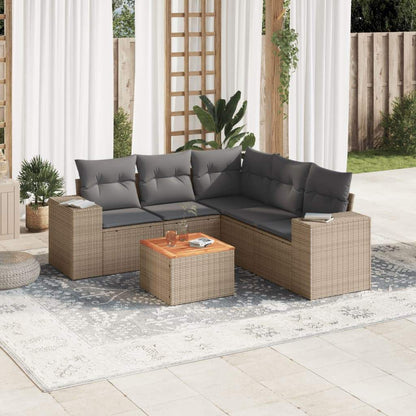 Set Divano da Giardino 6 pz con Cuscini Beige in Polyrattan - homemem39