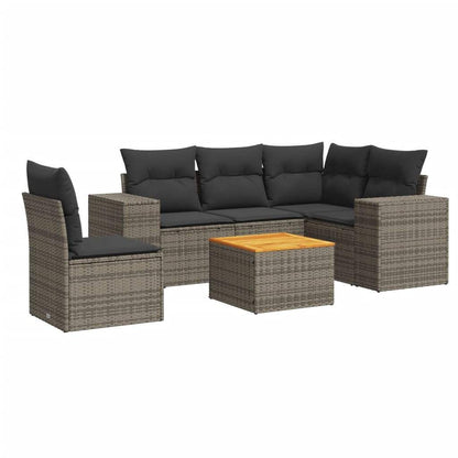Set Divano da Giardino 6 pz con Cuscini Grigio in Polyrattan - homemem39