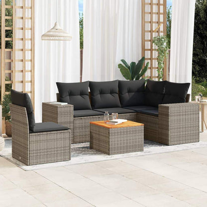 Set Divano da Giardino 6 pz con Cuscini Grigio in Polyrattan - homemem39