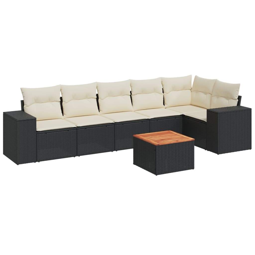 Set Divani da Giardino con Cuscini 7pz Nero Polyrattan - homemem39
