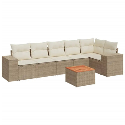 Set Divani da Giardino 7 pz con Cuscini Beige in Polyrattan - homemem39
