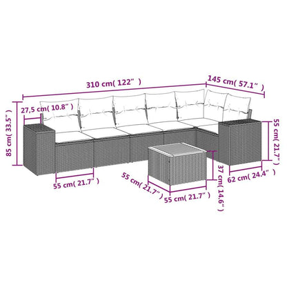 Set Divani da Giardino 7 pz con Cuscini Grigio in Polyrattan - homemem39