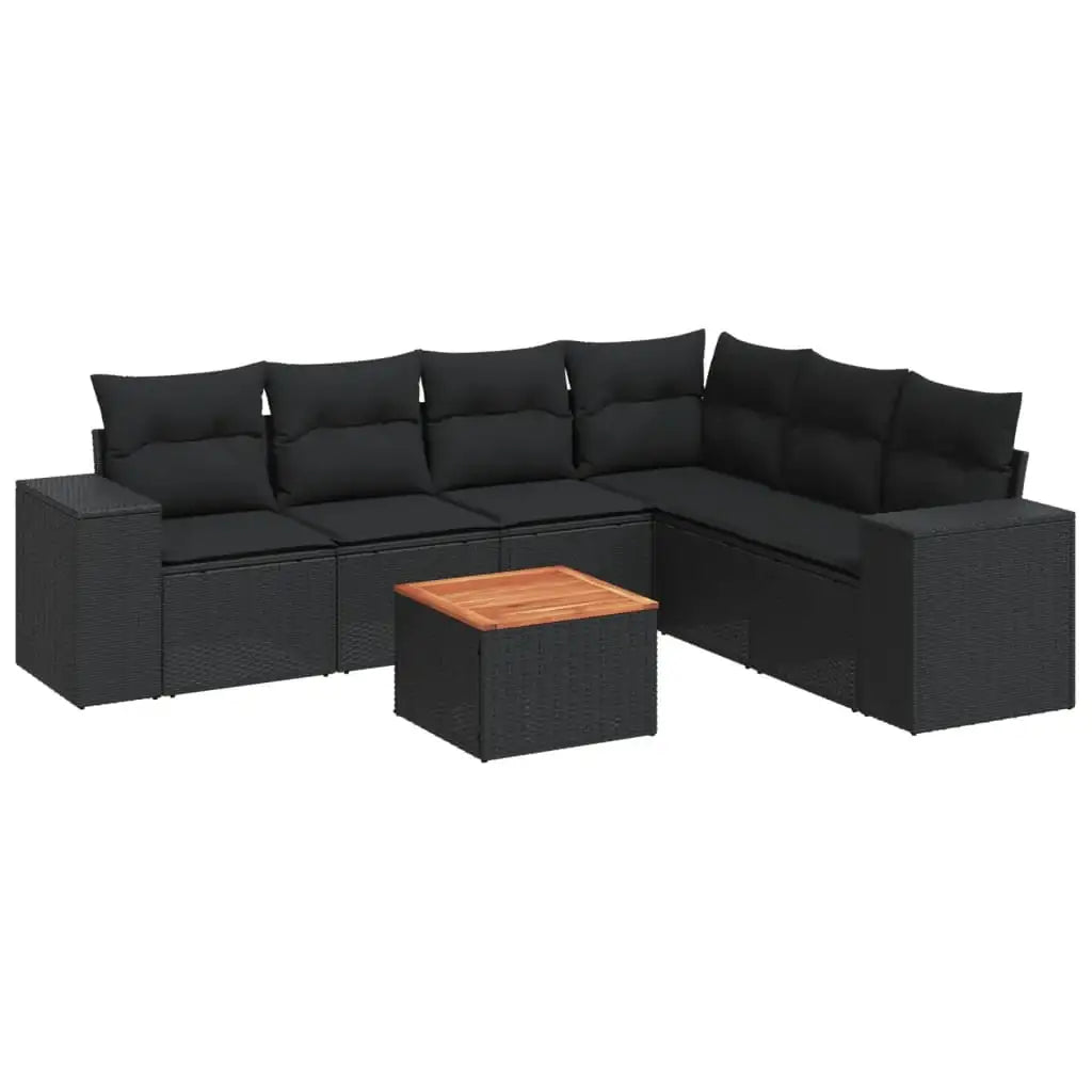 Set Divani da Giardino con Cuscini 7pz Nero Polyrattan - homemem39