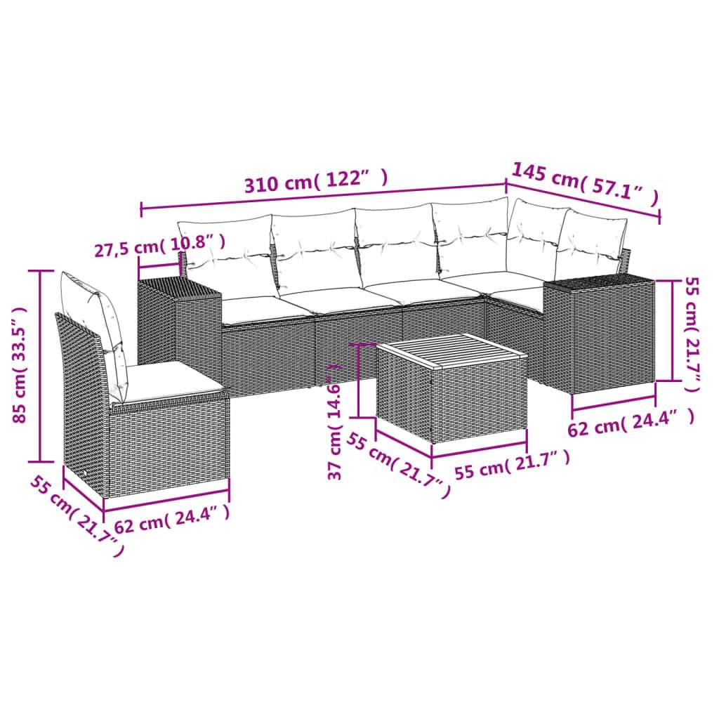 Set Divani da Giardino 7 pz con Cuscini Grigio in Polyrattan - homemem39