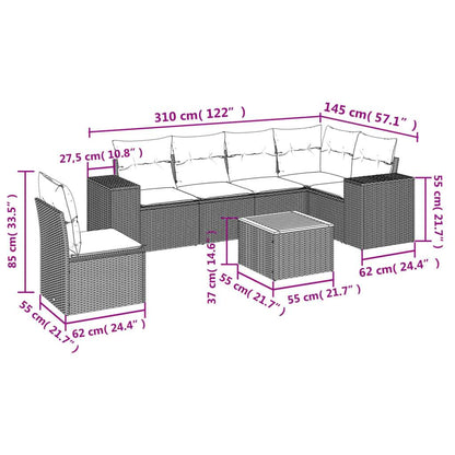 Set Divani da Giardino 7 pz con Cuscini Grigio in Polyrattan - homemem39