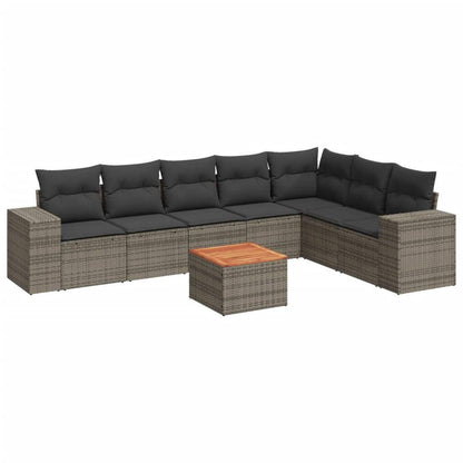Set Divano da Giardino 8 pz con Cuscini Grigio in Polyrattan - homemem39