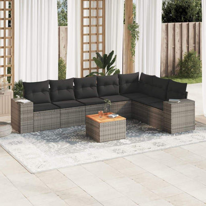 Set Divano da Giardino 8 pz con Cuscini Grigio in Polyrattan - homemem39