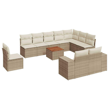 Set Divani da Giardino 11 pz con Cuscini Beige in Polyrattan - homemem39