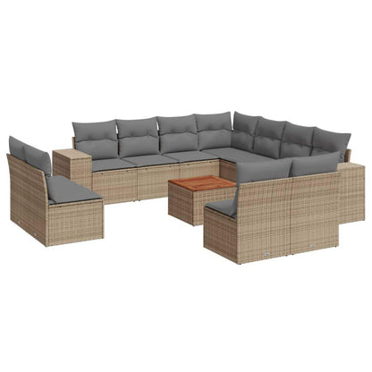Set Divani da Giardino 12 pz con Cuscini Beige in Polyrattan - homemem39