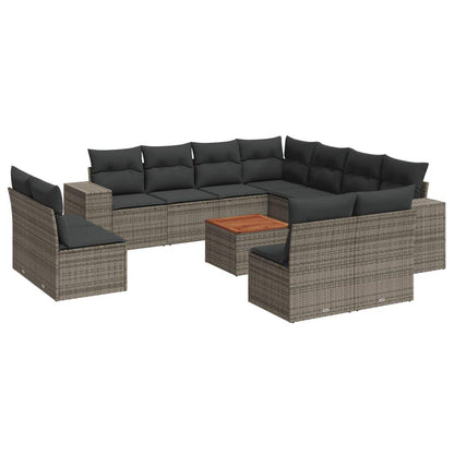 Set Divani da Giardino 12 pz con Cuscini Grigio in Polyrattan - homemem39