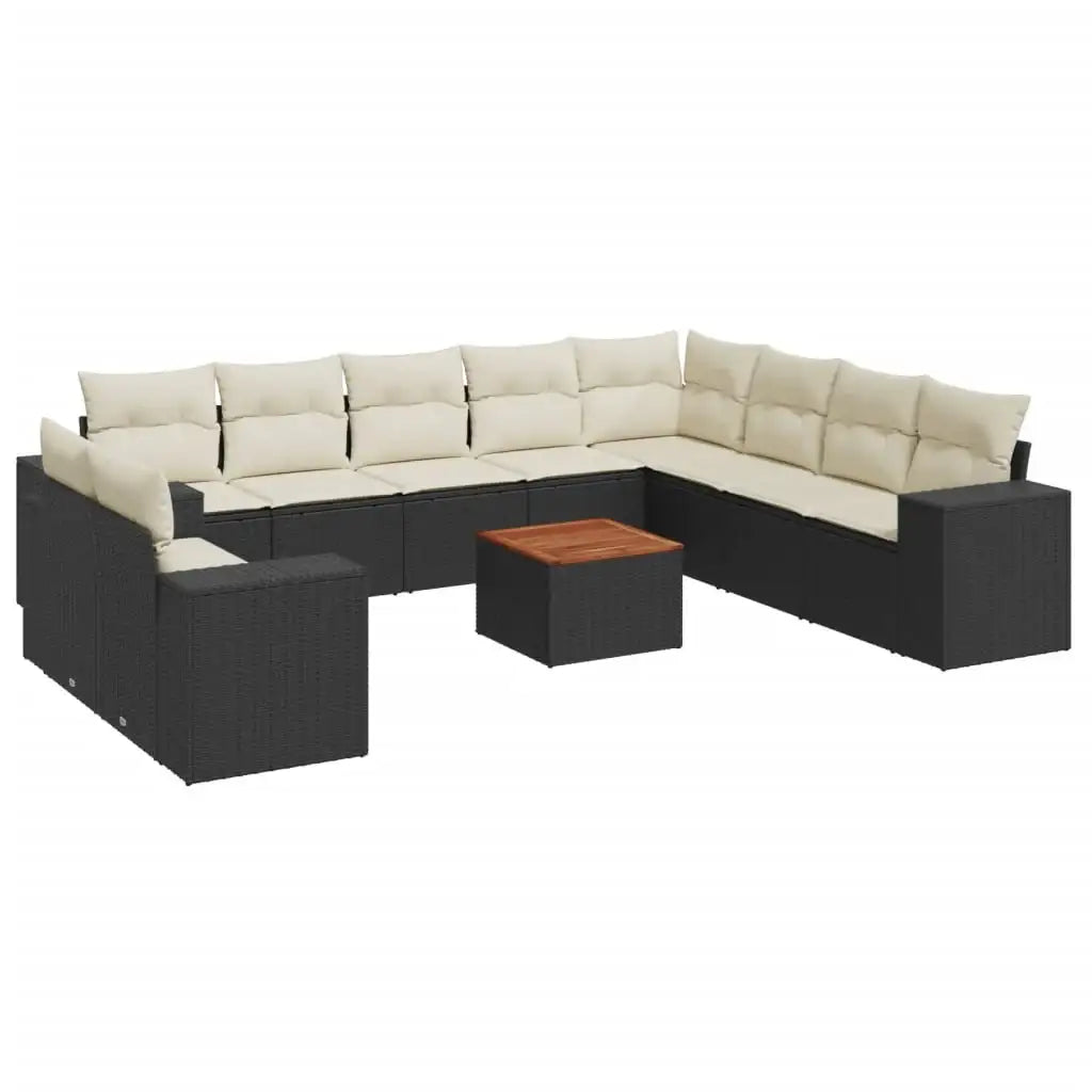 Set Divani da Giardino 11 pz con Cuscini in Polyrattan Nero - homemem39