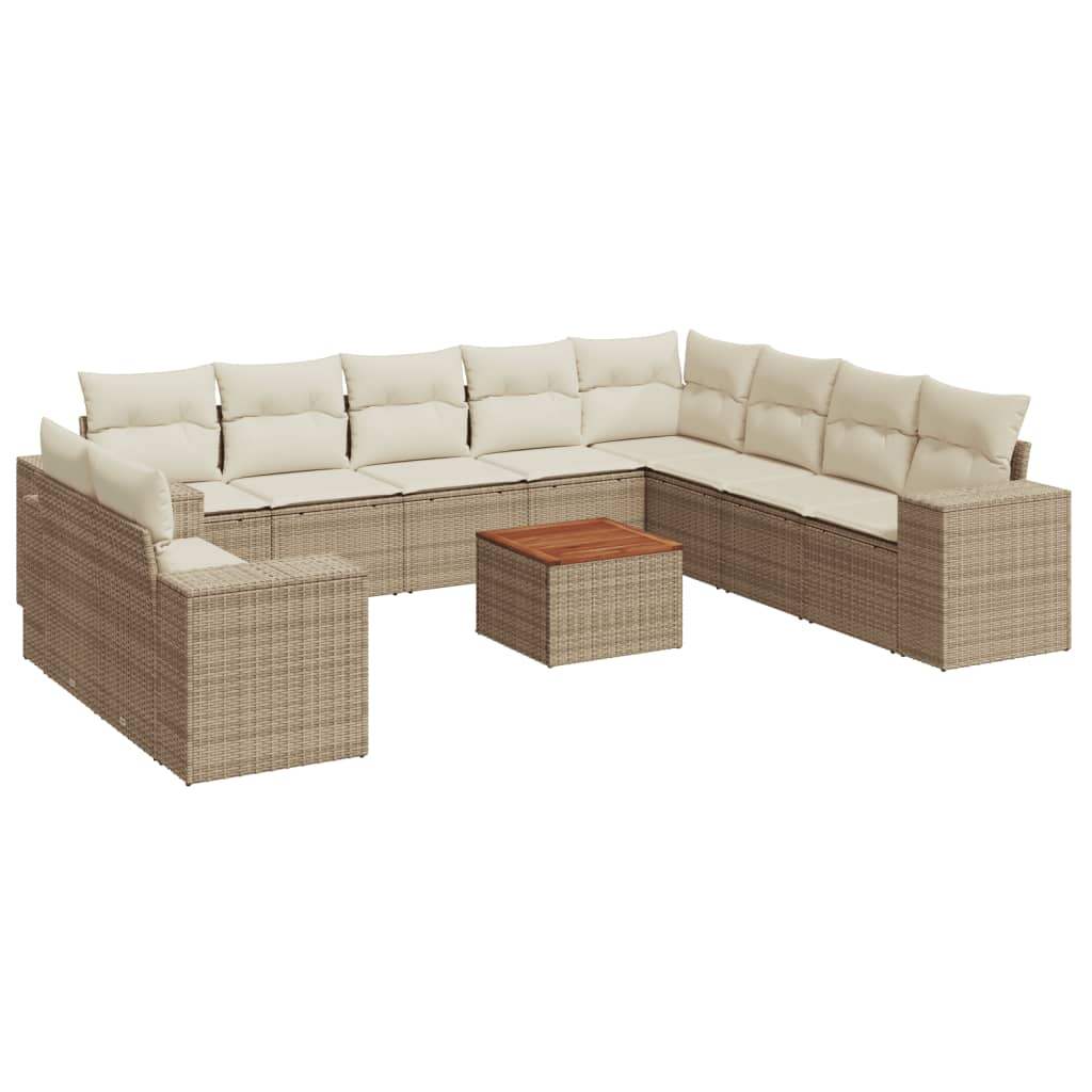 Set Divani da Giardino 11 pz con Cuscini Beige in Polyrattan - homemem39