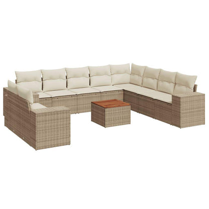 Set Divani da Giardino 11 pz con Cuscini Beige in Polyrattan - homemem39