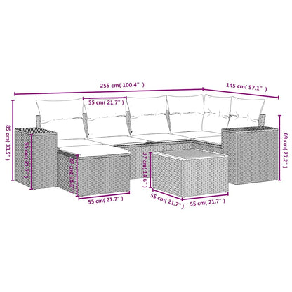 Set Divani da Giardino con Cuscini 7pz Nero Polyrattan | homemem39