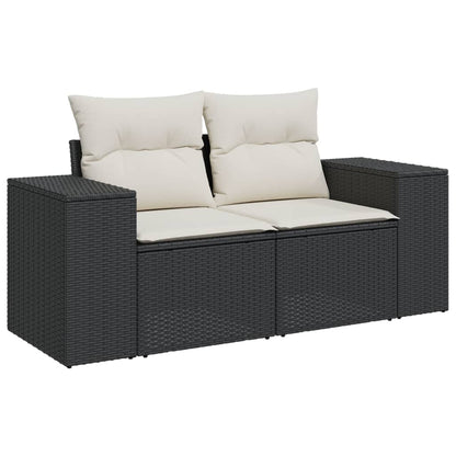 Set Divani da Giardino con Cuscini 7pz Nero Polyrattan | homemem39