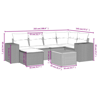 Set Divani da Giardino con Cuscini 7pz Nero Polyrattan | homemem39