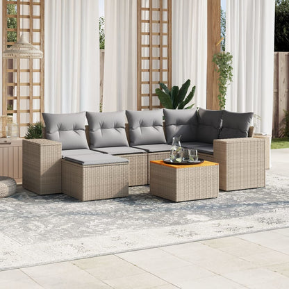 Set Divani da Giardino 7 pz con Cuscini Beige in Polyrattan - homemem39
