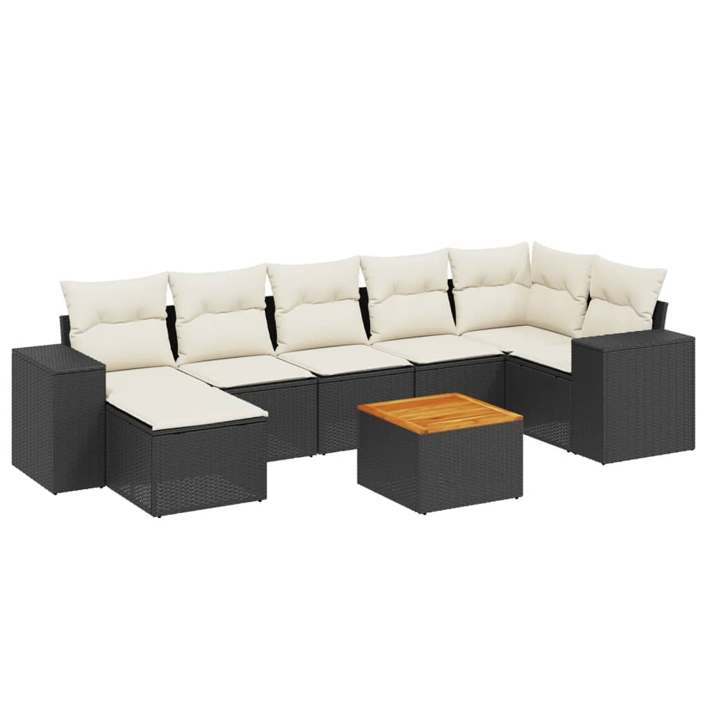 Set Divani da Giardino con Cuscini 8 pz Nero in Polyrattan - homemem39