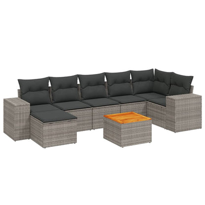 Set Divano da Giardino 8 pz con Cuscini Grigio in Polyrattan - homemem39