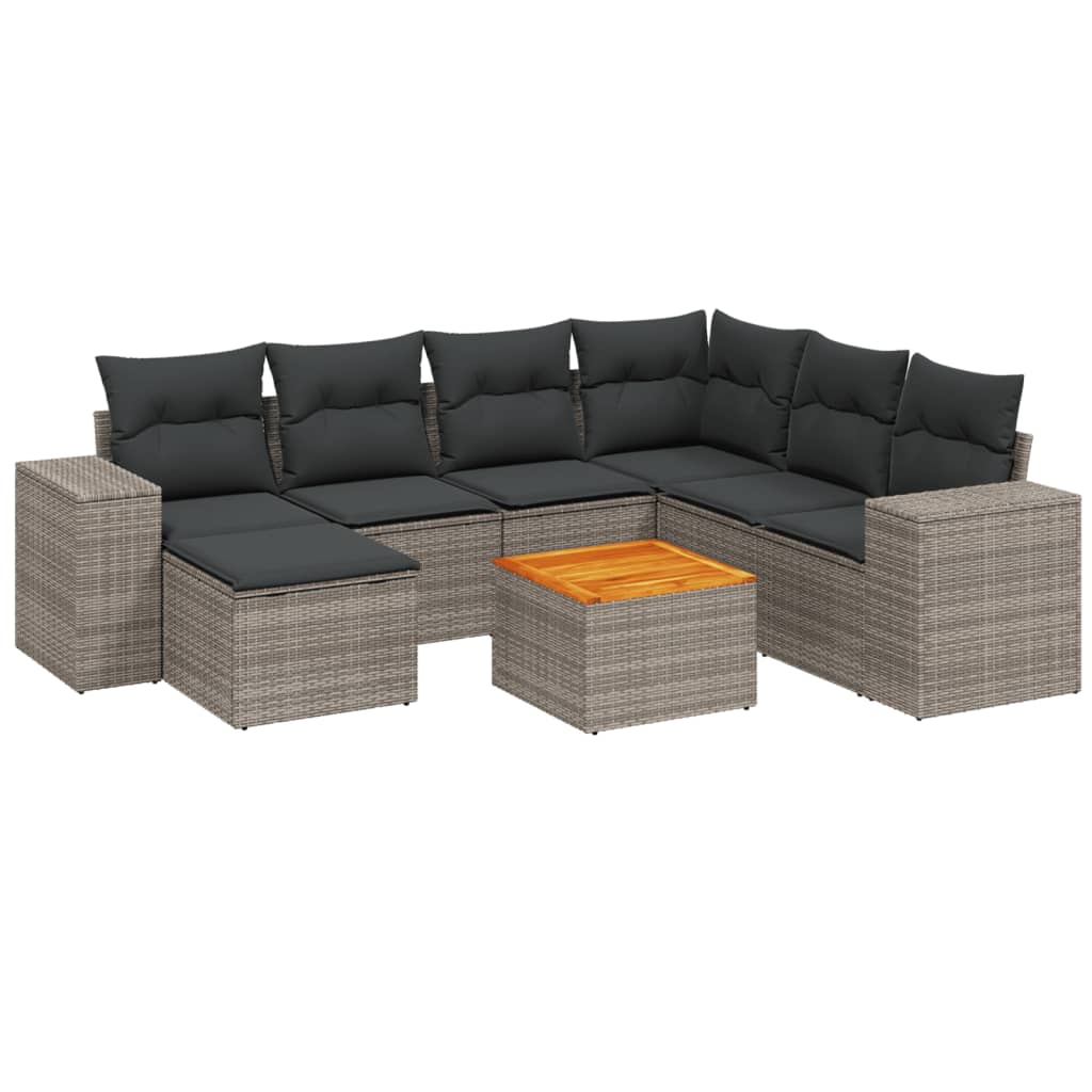 Set Divano da Giardino 8 pz con Cuscini Grigio in Polyrattan - homemem39