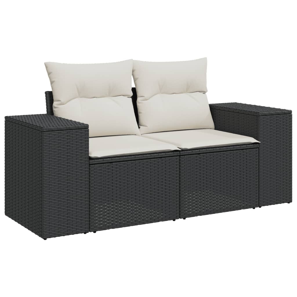 Set Divani da Giardino 9 pz con Cuscini Nero in Polyrattan | homemem39
