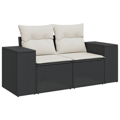 Set Divani da Giardino 9 pz con Cuscini Nero in Polyrattan | homemem39