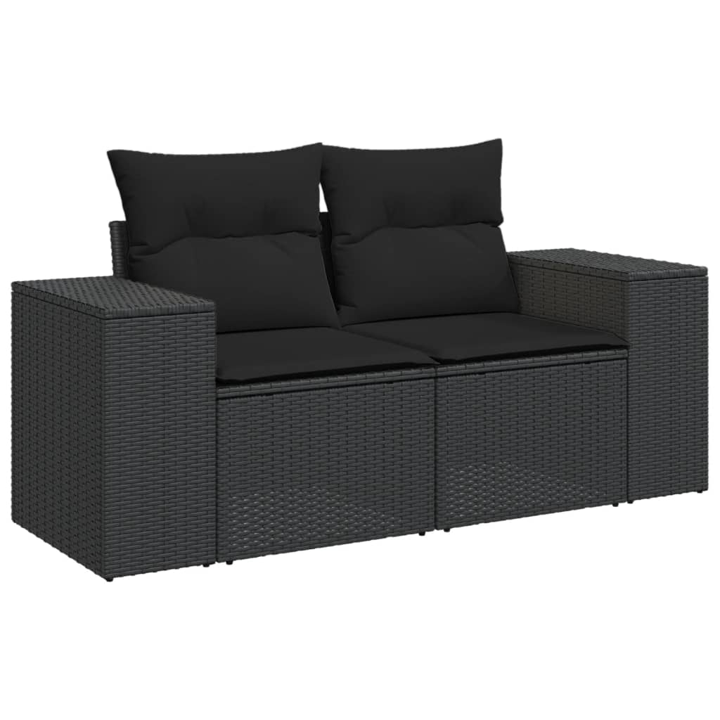 Set Divani da Giardino 10pz con Cuscini in Polyrattan Nero | homemem39