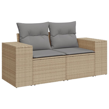 Set Divano da Giardino 10 pz con Cuscini Beige in Polyrattan - homemem39