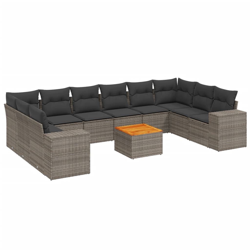 Set Divani da Giardino 11 pz con Cuscini in Polyrattan Grigio - homemem39