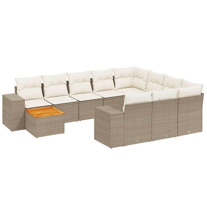 Set Divani da Giardino 11 pz con Cuscini Beige in Polyrattan - homemem39