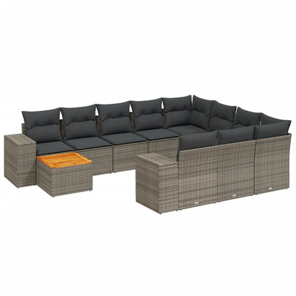 Set Divani da Giardino 11 pz con Cuscini in Polyrattan Grigio - homemem39