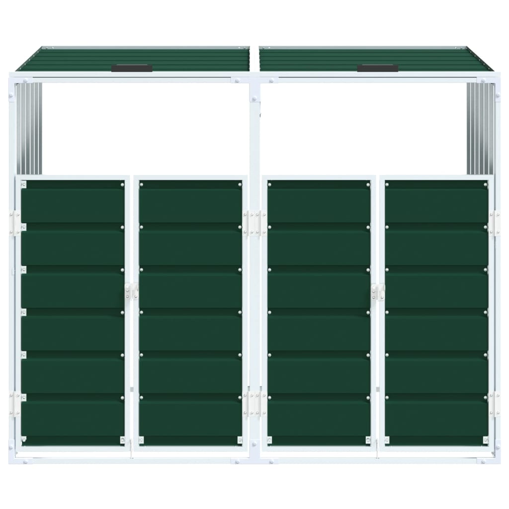 Copribidone con Ruote per 2 Bidoni Verde 144x81x113 cm Acciaio