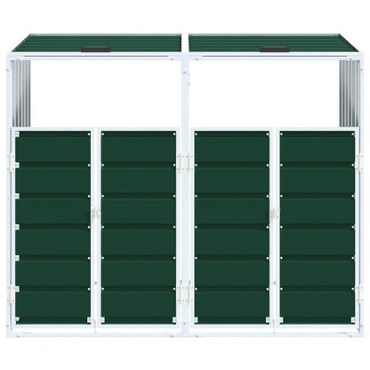 Copribidone con Ruote per 2 Bidoni Verde 144x81x113 cm Acciaio