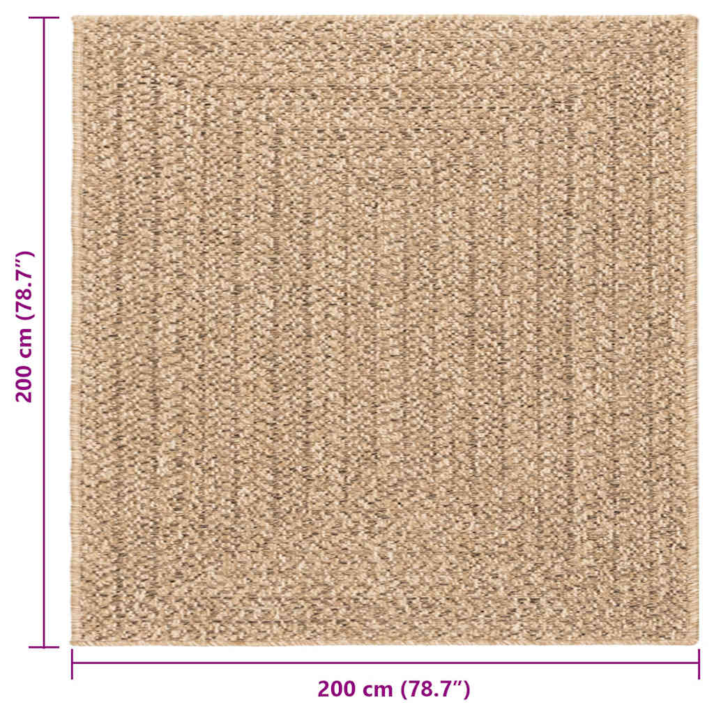 Tappeto ZIZUR 200x200 cm Aspetto Iuta per Interni ed Esterni