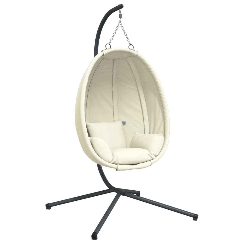 Sedia a Uovo Sospesa con Supporto Beige in Tessuto e Acciaio | homemem39