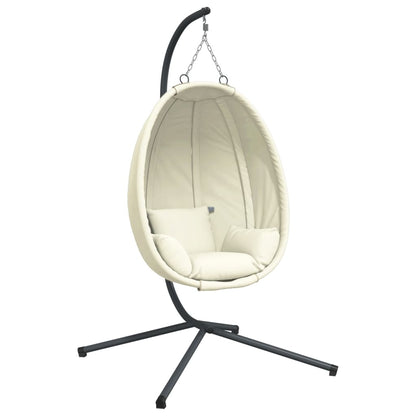 Sedia a Uovo Sospesa con Supporto Beige in Tessuto e Acciaio | homemem39