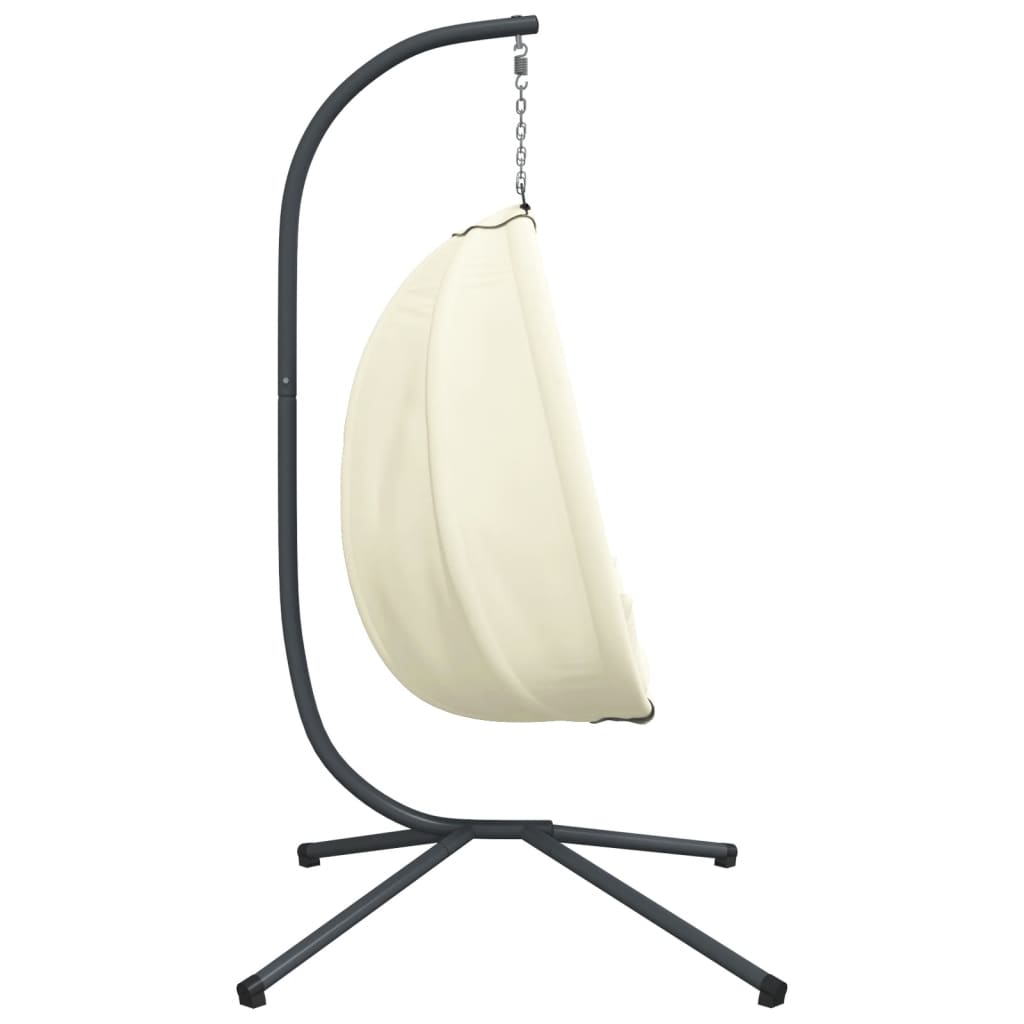 Sedia a Uovo Sospesa con Supporto Beige in Tessuto e Acciaio | homemem39