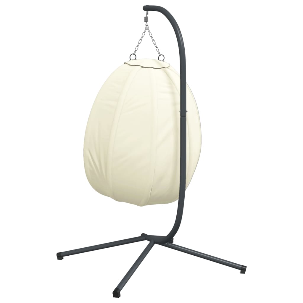 Sedia a Uovo Sospesa con Supporto Beige in Tessuto e Acciaio | homemem39