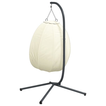 Sedia a Uovo Sospesa con Supporto Beige in Tessuto e Acciaio | homemem39