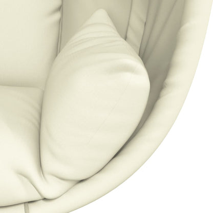 Sedia a Uovo Sospesa con Supporto Beige in Tessuto e Acciaio - homemem39