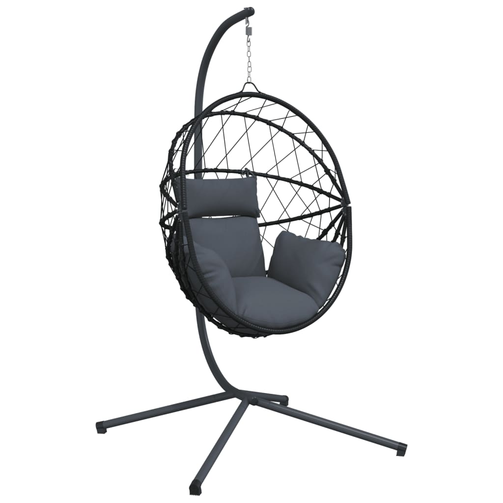 Sedia a Uovo Sospesa con Supporto Antracite Polyrattan/Acciaio | homemem39