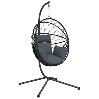 Sedia a Uovo Sospesa con Supporto Antracite Polyrattan/Acciaio | homemem39