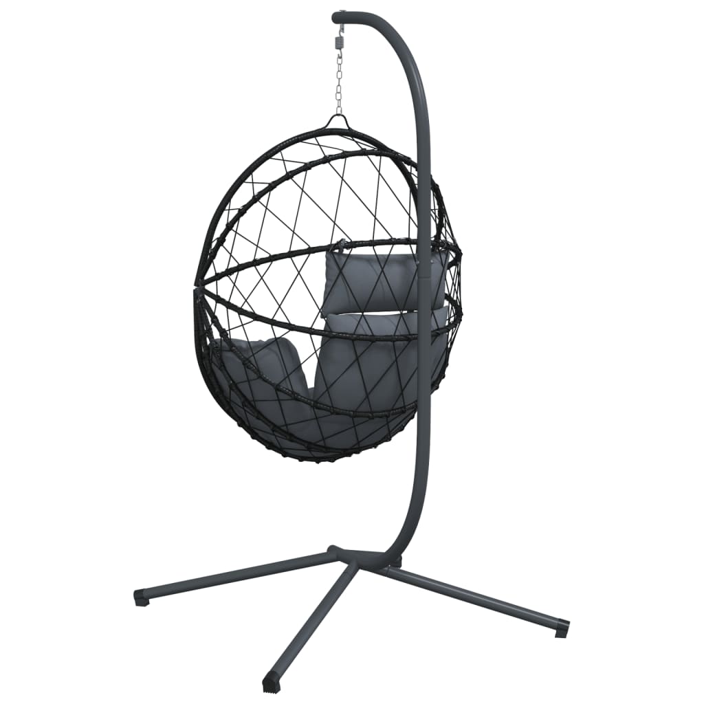 Sedia a Uovo Sospesa con Supporto Antracite Polyrattan/Acciaio | homemem39