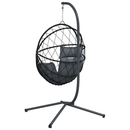 Sedia a Uovo Sospesa con Supporto Antracite Polyrattan/Acciaio - homemem39