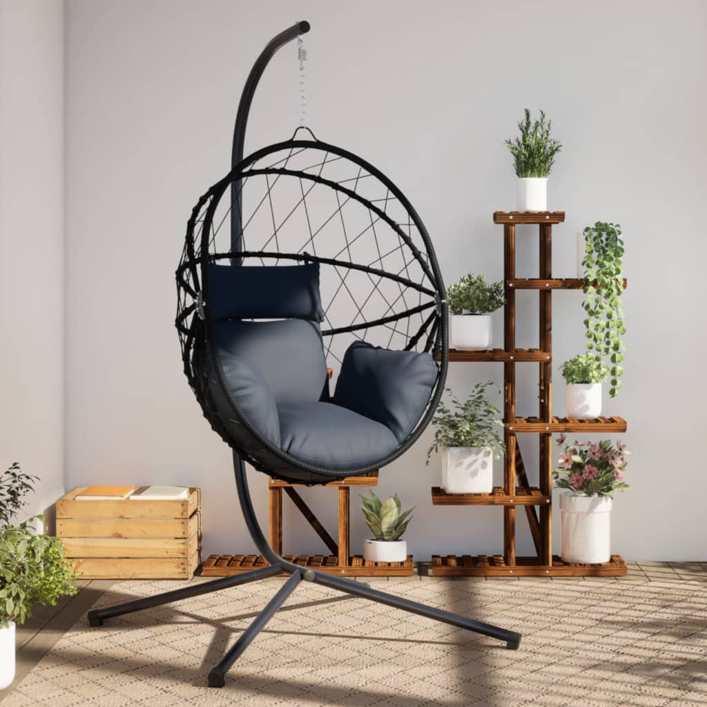 Sedia a Uovo Sospesa con Supporto Antracite Polyrattan/Acciaio | homemem39