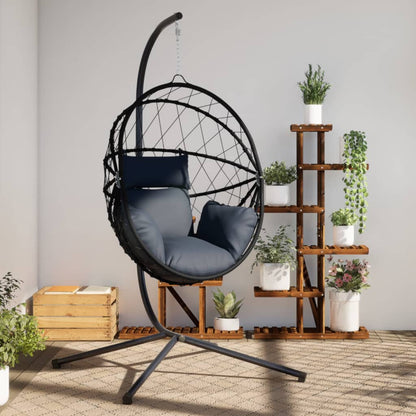 Sedia a Uovo Sospesa con Supporto Antracite Polyrattan/Acciaio | homemem39