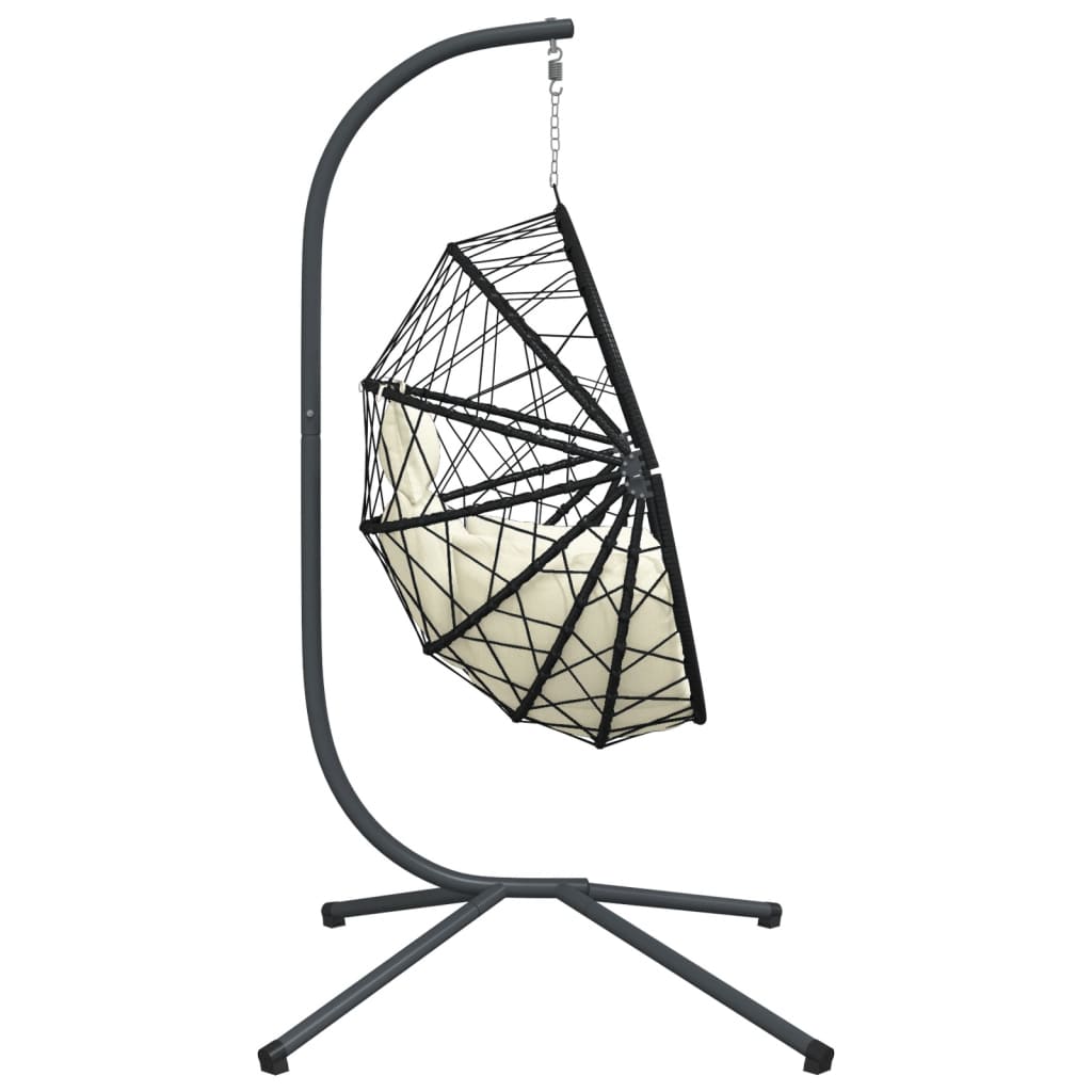 Sedia a Uovo Sospesa con Supporto Beige in Polyrattan e Acciaio | homemem39