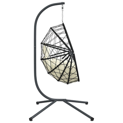 Sedia a Uovo Sospesa con Supporto Beige in Polyrattan e Acciaio | homemem39
