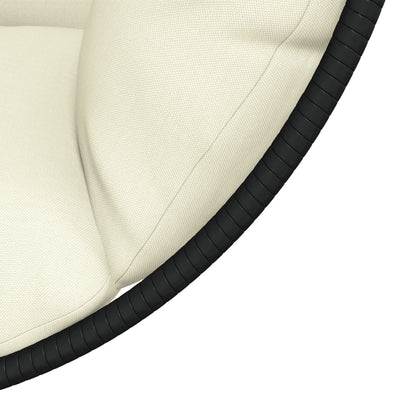 Sedia a Uovo Sospesa con Supporto Beige in Polyrattan e Acciaio - homemem39